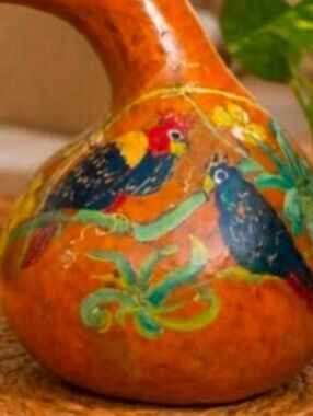 🦜 LARGE Dried Gourd | Hand Painted Parrots | 12"+ Tall | Larger Than It L👀KS